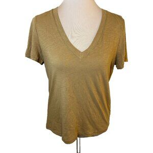 Madewell V-Neck Short Sleeve T-Shirt Tan/Light Brown Women's Size Small #233